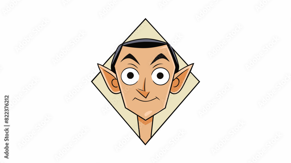 Poster An angular face with chiseled cheekbones a long pointed chin and a sharp jawline. The eyes are almondshaped framed by thick eyebrows and the nose is. Cartoon Vector