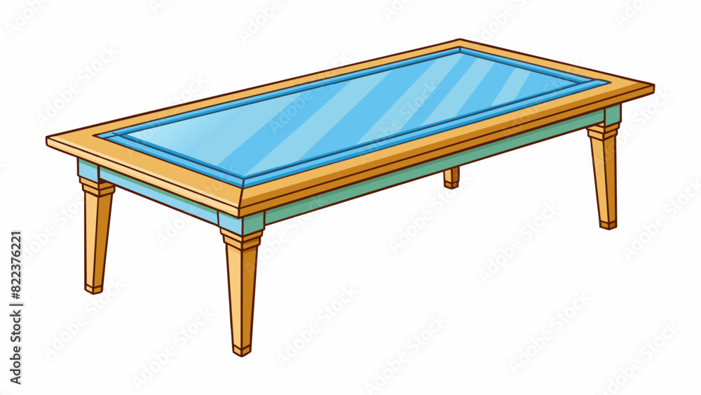 Poster An elongated rectangular item with four legs and a flat surface on top.. Cartoon Vector