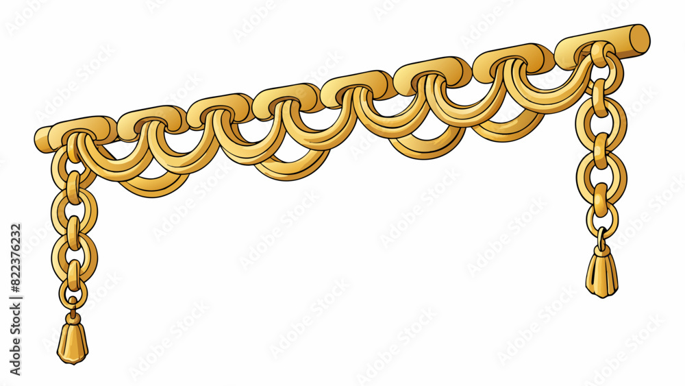 Poster an elegant curtain chain with delicate intricate designs etched into each link. the chain is lightwe