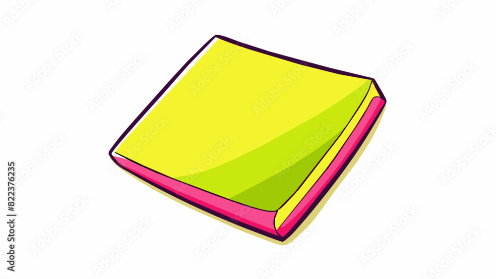 Poster a neoncolored sticky note its edges bright and crisp with a strong adhesive. the surface is smooth a