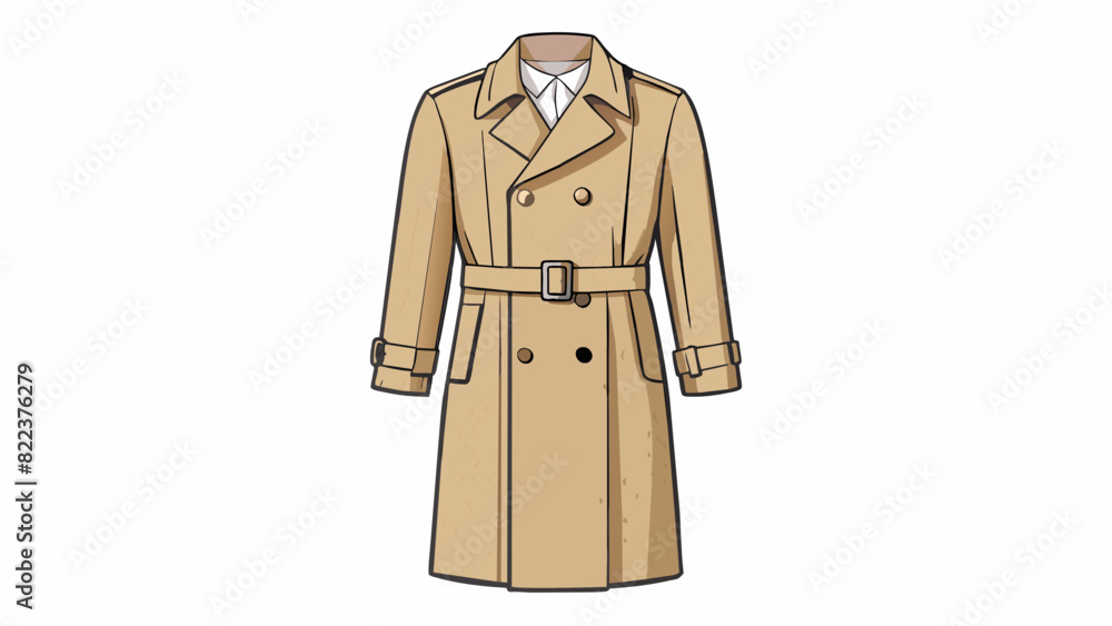 Poster an elegant and timeless trench coat with a subtle herringbone pattern and a classic khaki color. the