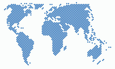 Fototapeta premium Round edge square shape world map on white background.