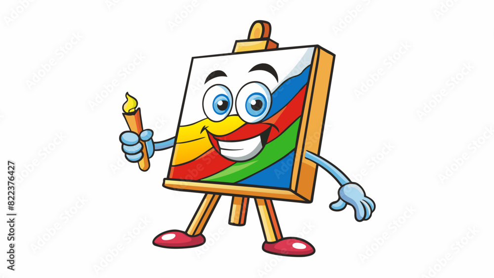 Poster a painters canvas that starts off as a blank white space but slowly transforms into a colorful maste