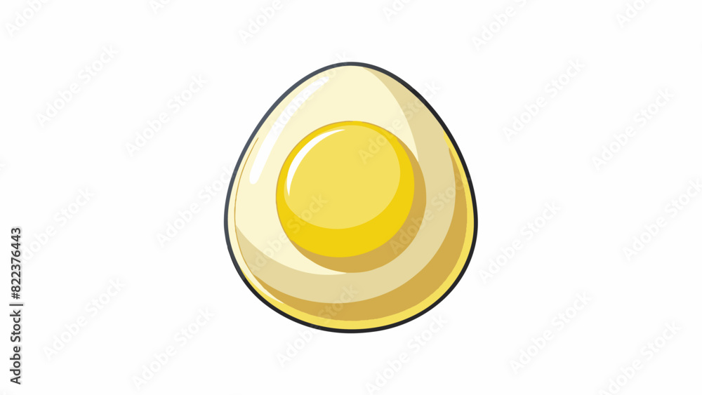 Poster A perfectly symmetrical smooth object that has a slightly pointed end. Its shell is hard and opaque with a pale yellow or white color. Inside there is. Cartoon Vector
