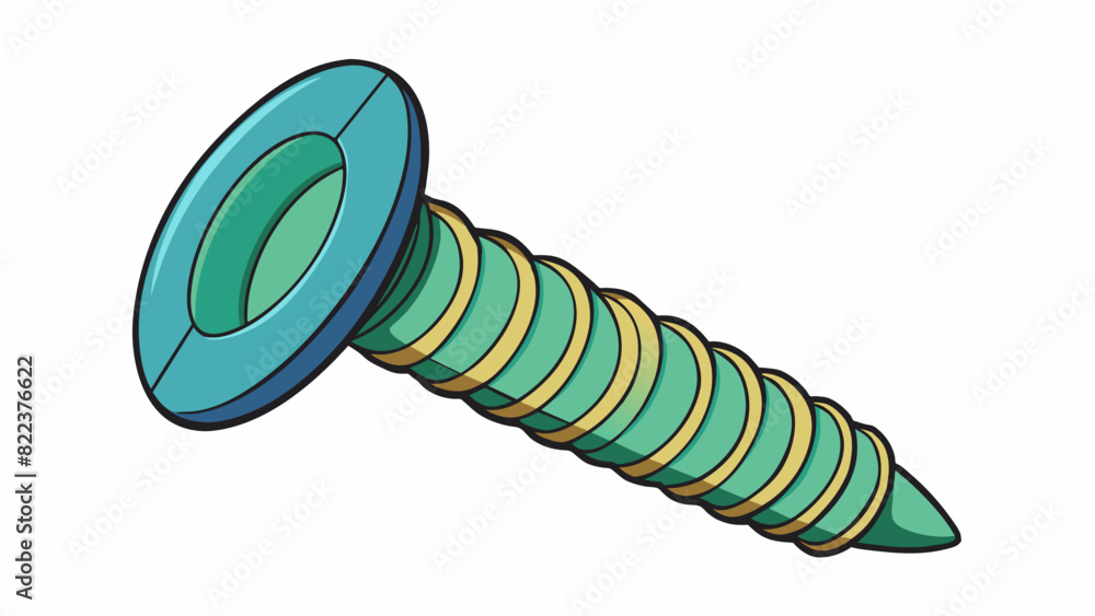Poster a plastic screw with a round smooth head and spiral grooves along its body. this lightweight screw i