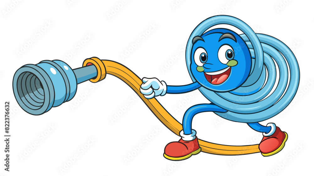 Poster A pulsing water hose demonstrating the rhythm and continuous movement of a muscle.. Cartoon Vector