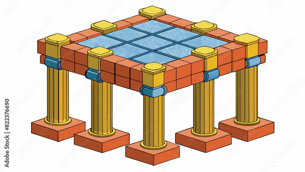 Aufkleber A rectangular block with four sy pillars connected to it. The pillars are covered in co rough material making it easy to grip and hold onto. The block. Cartoon Vector