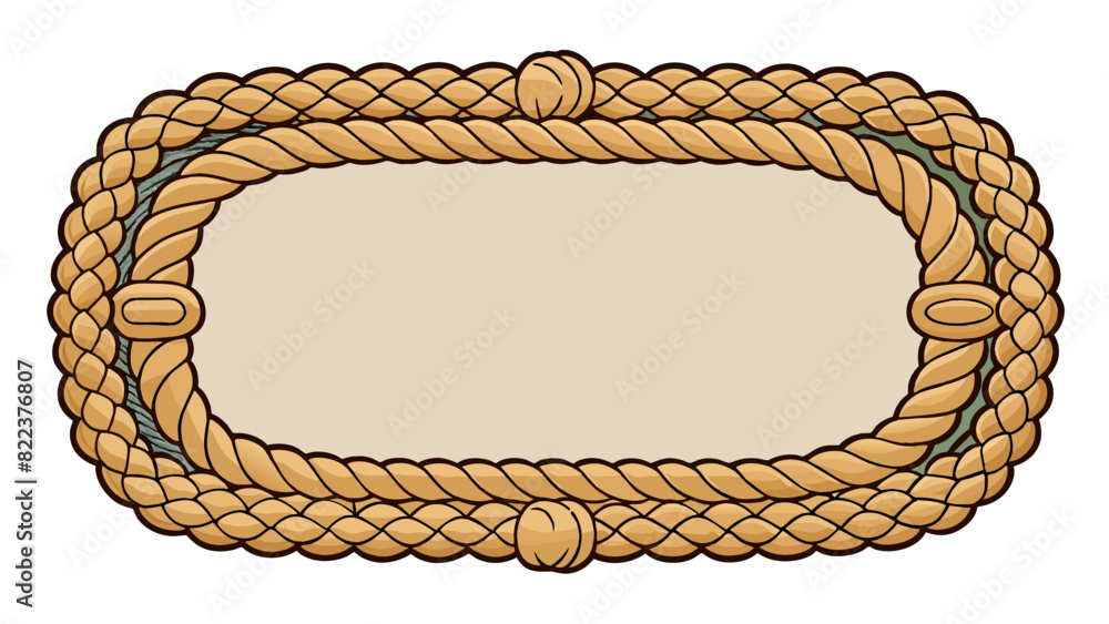 Poster A rustic rope frame with softly rounded edges and a natural earthy texture. It has a handmade look and adds a cozy homespun touch to any decor.. Cartoon Vector