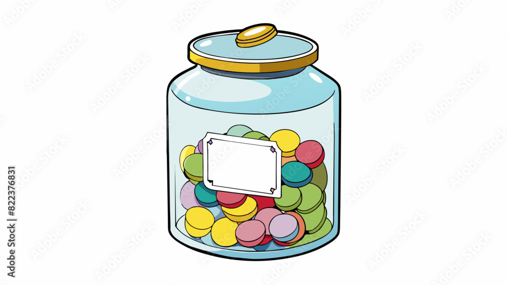 Poster a savings jar filled with colorful marbles with a label on the front indicating the amount saved so 