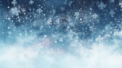 Fototapeta premium Abstract winter background with snowflakes and bokeh.