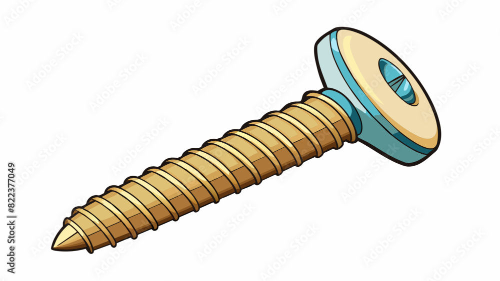 Poster A small delicate screw with a smooth rounded head and fine tightly spaced threads. This delicate screw is used to hold together fragile objects like. Cartoon Vector