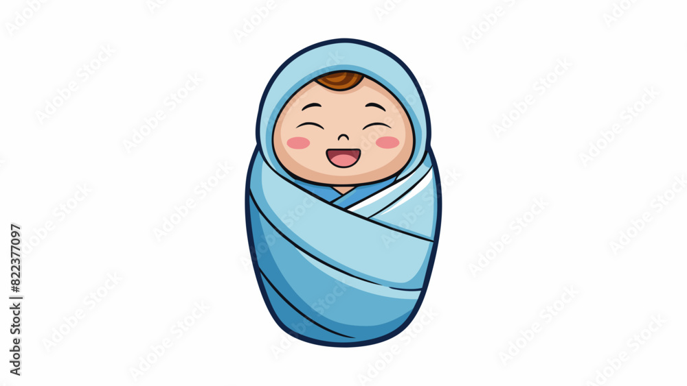 Poster a sleepy newborn snuggled up in a soft hooded towel after a warm bath with a contented smile on thei