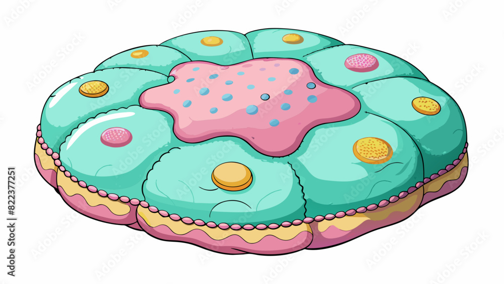 Aufkleber A soft fluffy cushion with colorful patterns and designs stitched onto its surface. It can be squeezed and molded into different shapes and is often. Cartoon Vector