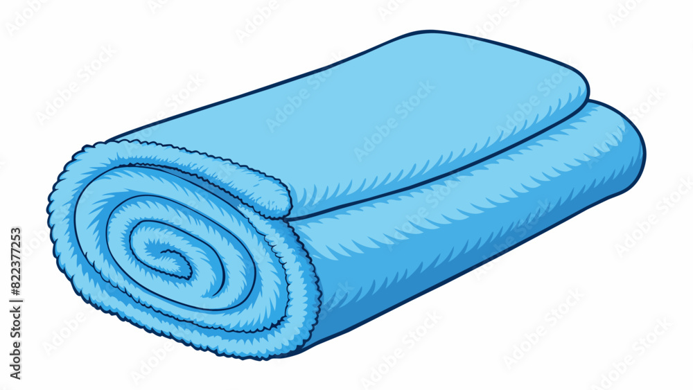 Poster A soft fluffy towel made from absorbent cotton material providing a comfortable and quickdrying experience after a relaxing bath or swim.. Cartoon Vector