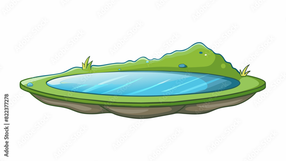 Poster A soft gentle light reflecting off of a still lake making the water appear like a shimmering mirror.. Cartoon Vector