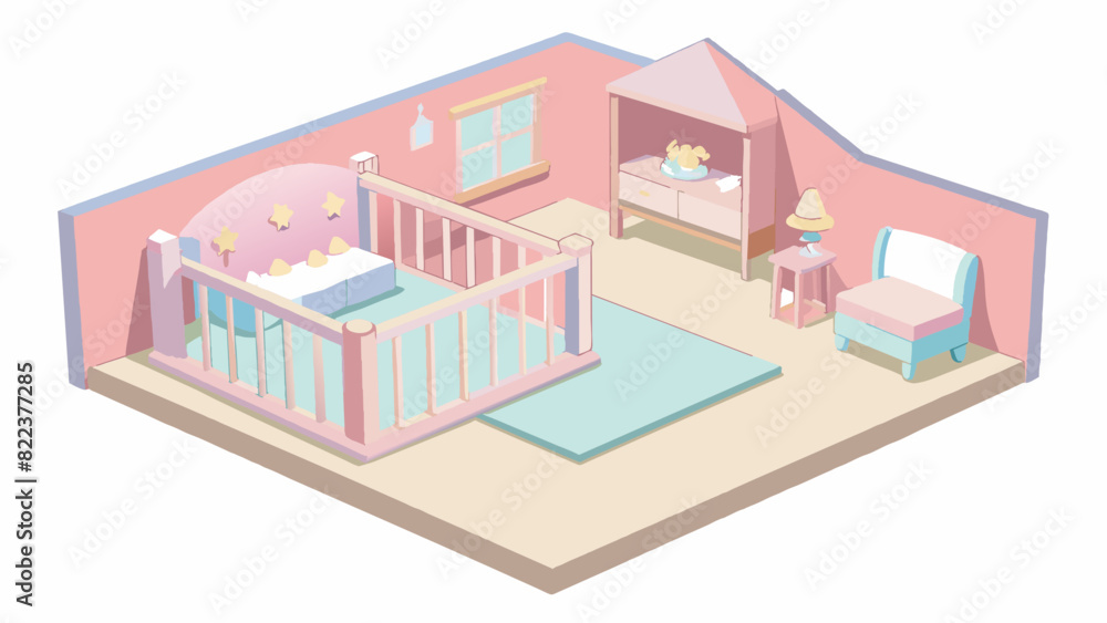 Poster a soft and pastel pink paint delicately brushed onto the walls of a nursery creating a calming and w