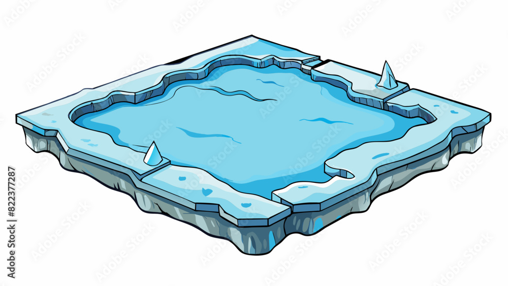 Poster a solid sheet of ice over a frozen pond its surface frosted over with cracks and ridges. it appears 