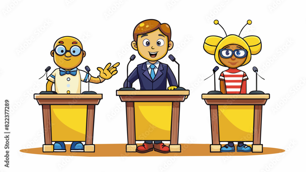 Poster A spelling bee competition where contestants are given a random list of words to spell correctly. The words become increasingly difficult as the. Cartoon Vector
