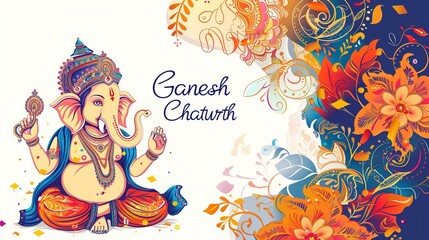 vector illustration of Ganesh Chaturthi festival of India.