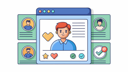 A social media account with a profile picture a cover photo and a bio section. It also has options to post like comment and share as well as a. Cartoon Vector