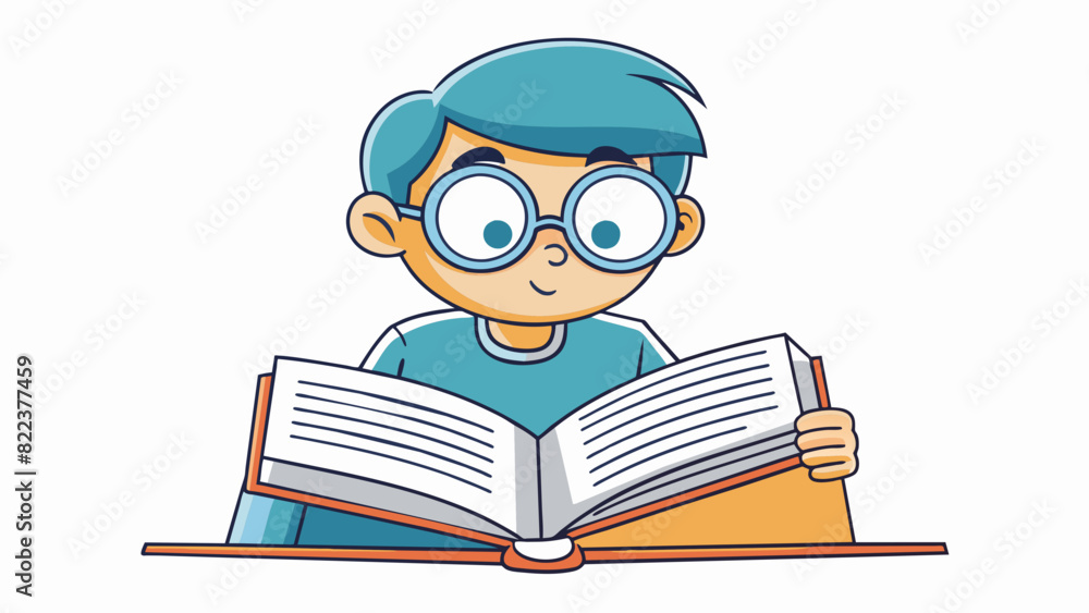 Aufkleber a student intently studying a textbook with their eyes focused on a highlighted sentence and their h