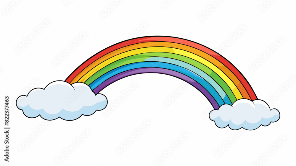 Aufkleber a stunning multicolored rainbow stretching across the sky and disappearing into fluffy white clouds.