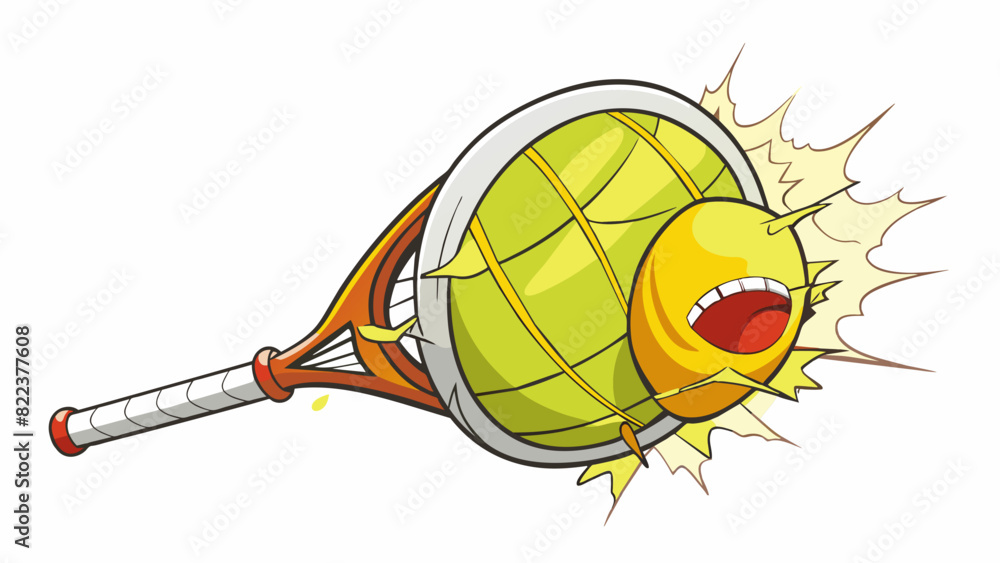 Poster A tennis ball is repeatedly hit by a racket creating a rapid and powerful impact each time it collides with the rackets strings. As a result the. Cartoon Vector