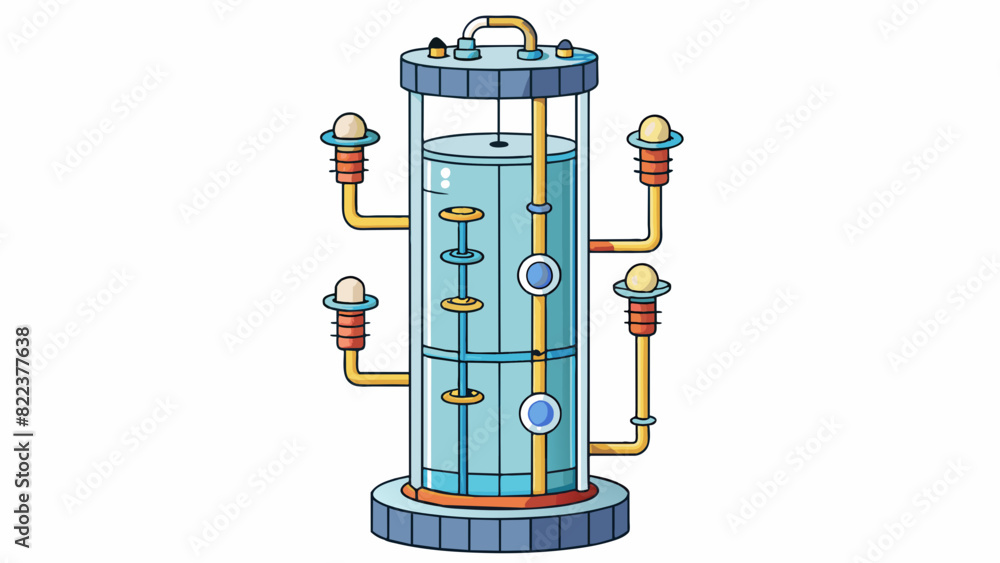 Aufkleber a tall cylindrical structure with various tubes pipes and gauges attached to it. it hums and vibrate