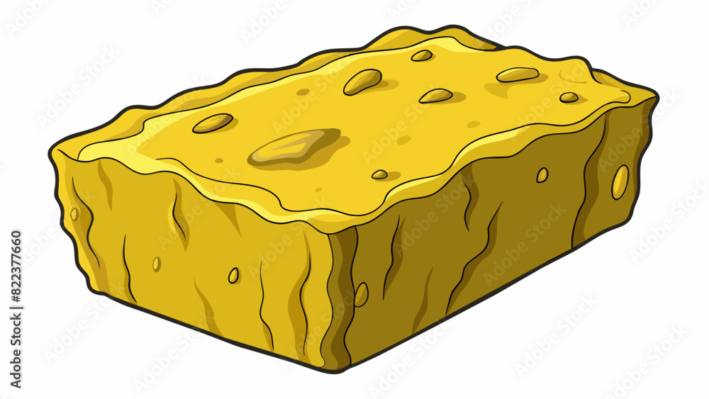 Poster a thick solid chunk of yellowish material with a shiny waxy appearance.. cartoon vector