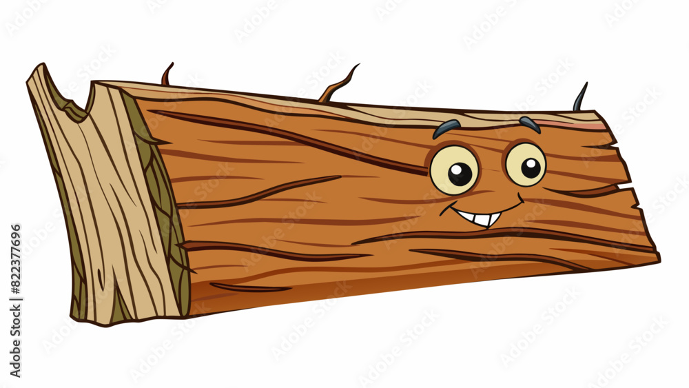Poster A thin jagged line etched into the bark of a tree showing the growth patterns and age of the tree.. Cartoon Vector
