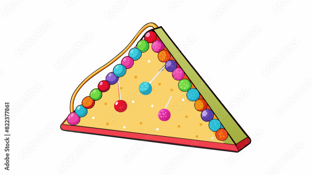 Poster A triangular board made of lightweight foam covered in a bright eyecatching fabric. It has a string of colorful pompoms on one side and a loop on the. Cartoon Vector