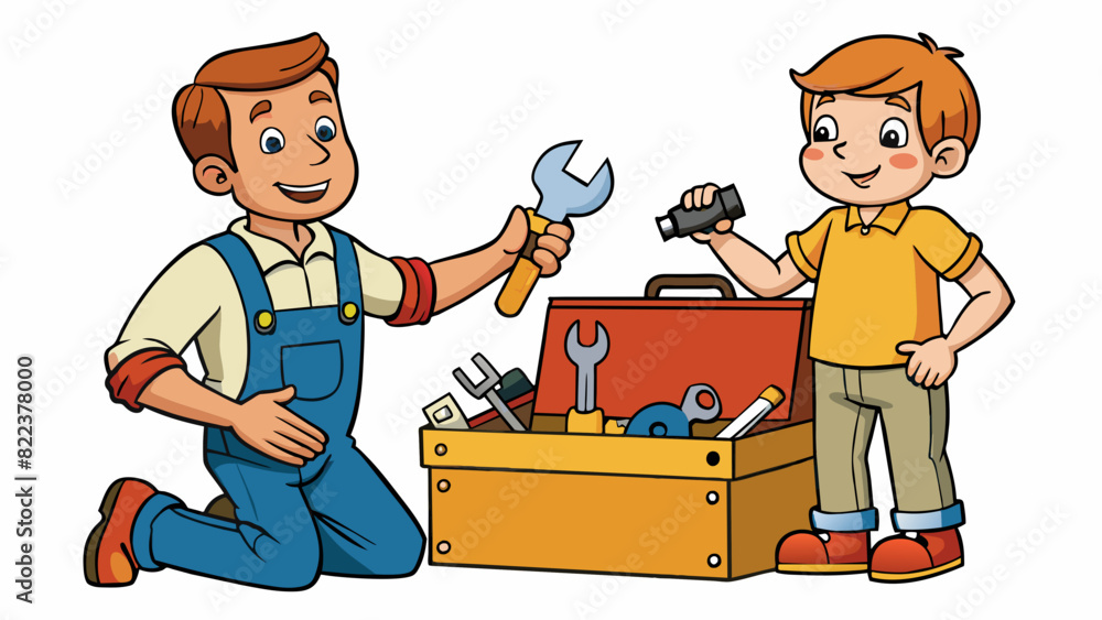 Poster a wellloved toolbox filled with all the necessary tools for any household repair and a fathers pride