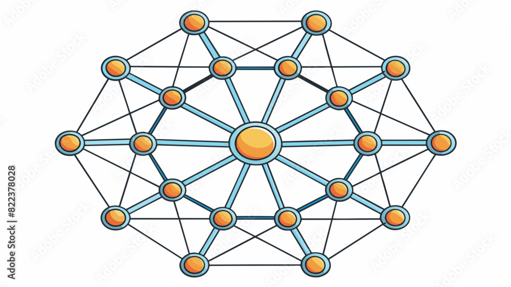 Poster A web a complex network of thin delicate strands woven together forming a strong and intricate bond commonly seen in spider webs or social media. Cartoon Vector