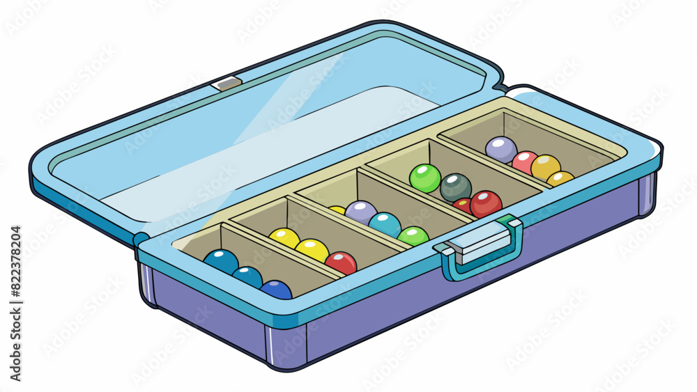 Poster Case 3 A clear plastic case with a snaplock closure and dividers inside to separate different types of beads. It is compact and lightweight making it. Cartoon Vector