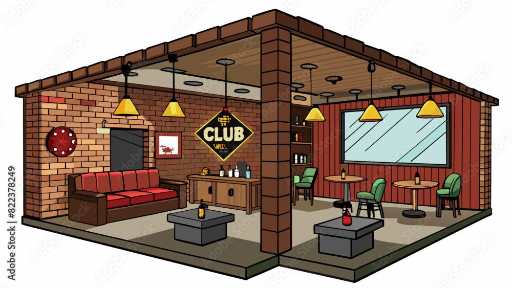 Poster club c is a cozy and intimate spot with a rustic vibe. the walls are brick and adorned with vintage 