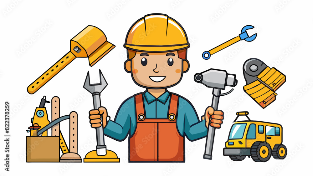 Poster construction worker construction workers use a variety of tools and equipment to build and repair st
