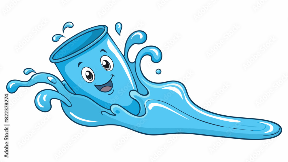 Aufkleber During the liquid phase the water flows freely and takes the shape of its container. It is constantly moving and has a smooth wet texture.. Cartoon Vector
