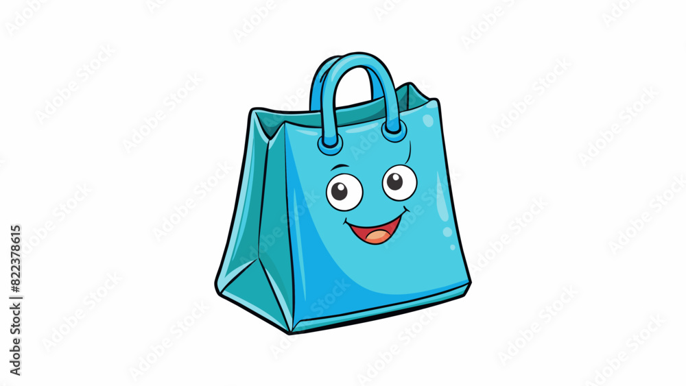 Wall mural Plastic Bag A thin rectangular object with a glossy surface and two handles at the top. It is lightweight waterproof and can hold various objects.. Cartoon Vector