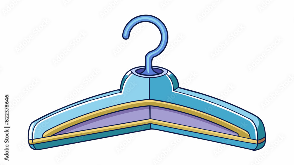 Poster Plastic Hanger A flat triangular object with a smooth curved surface and a hook at the top. It is lightweight yet strong and used to hang clothes in a. Cartoon Vector