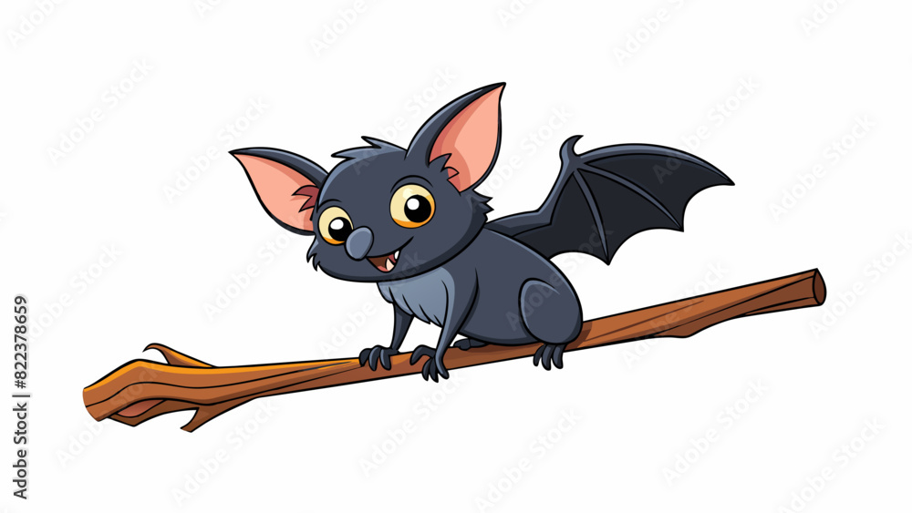 Aufkleber perched on a tree branch the bat grooms its sleek black fur with its sharp teeth occasionally pausin