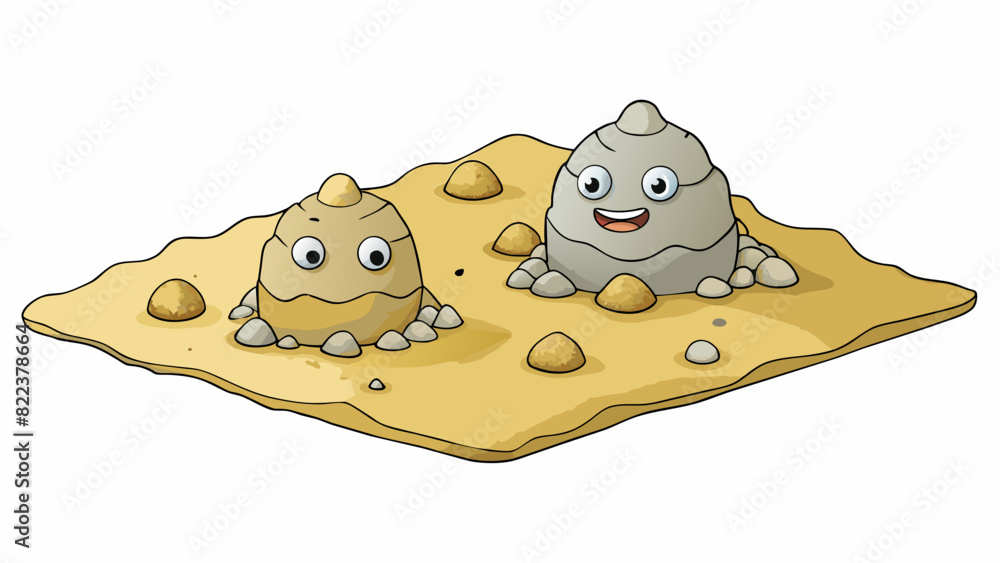 Poster rocky and sandy the ground was covered in a layer of co grainy sand dotted with small jagged rocks..