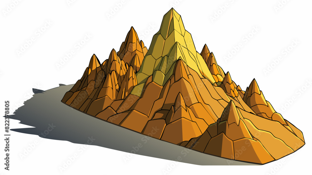 Poster the back of a mountain covered in jagged rocks and steep inclines casting a long shadow in the late 