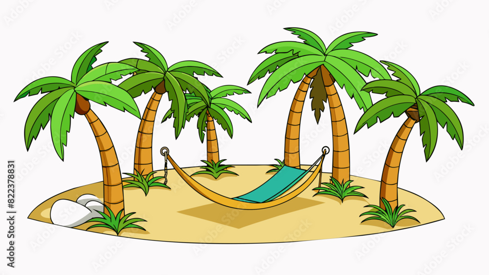 Poster the beach was lined with towering palm trees their lush green fronds swaying in the salty breeze. a 