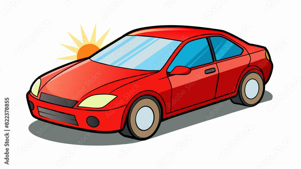 Poster the cars shiny red exterior gleamed in the sun hinting at its powerful engine and smooth ride.. cart