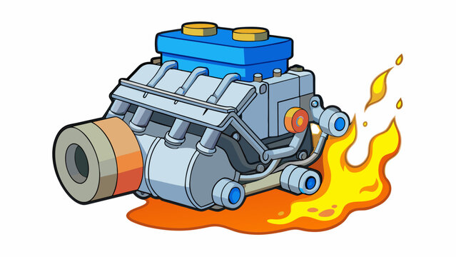 The cars engine overheated and stopped running because it ran out of coolant. The cars engine was made of metal and was constantly in motion while the. Cartoon Vector