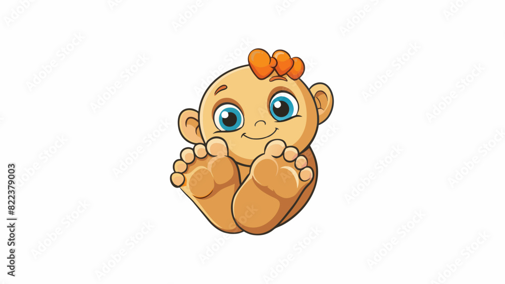 Poster The fourth foot is a babys chubby foot with tiny toes that curl and wiggle at the slightest touch. The skin is incredibly soft and smooth with small. Cartoon Vector