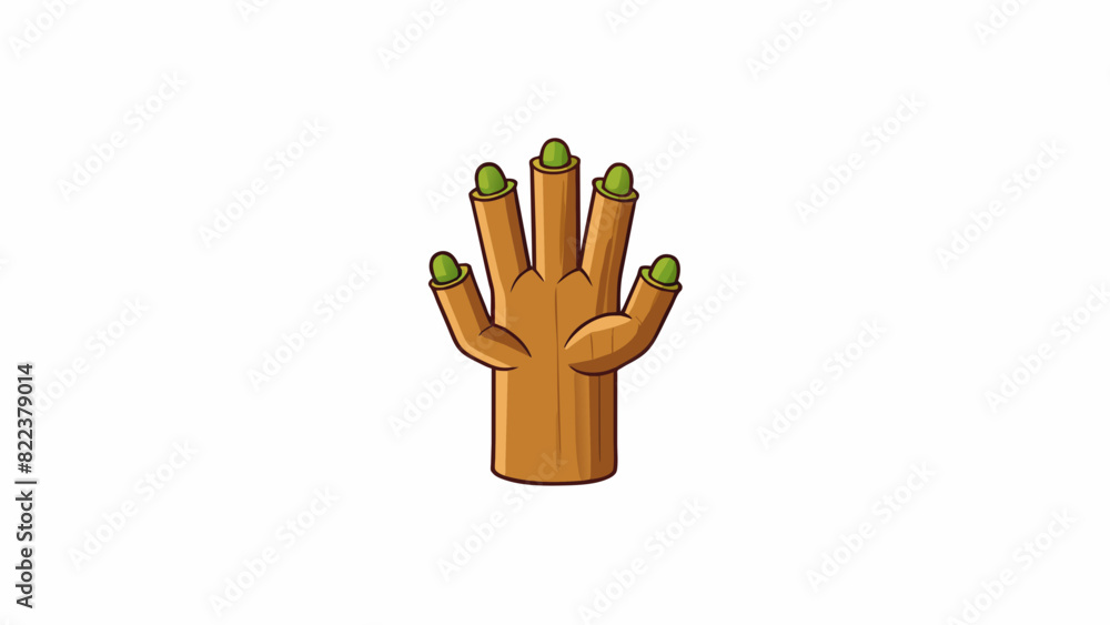 Sticker The finger is like a miniature tree trunk with five smaller branches branching off from the main stem. Each of these branches ends in a small tapered. Cartoon Vector