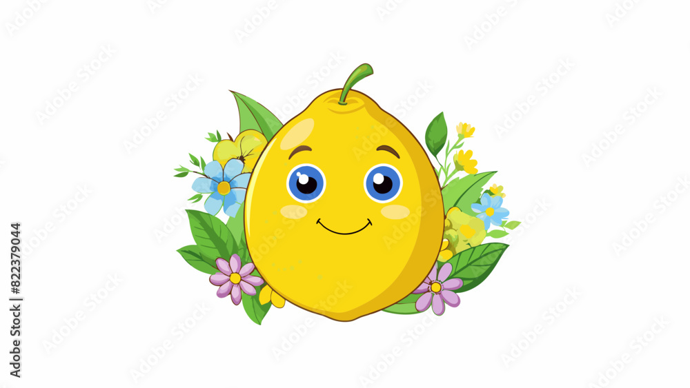 Poster The first word is round with a smooth texture and a bright vibrant color. It is often found in nature nestled a lush green leaves and blooming. Cartoon Vector