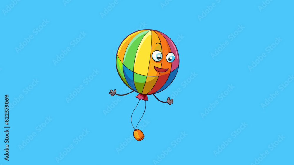 Poster the light airy feeling of a balloon floating through the sky on a breezy day. the balloon is colorfu