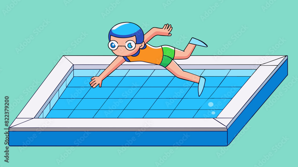 Poster the refreshing feeling of diving into a crystal clear pool on a hot summer day. the water is cool an